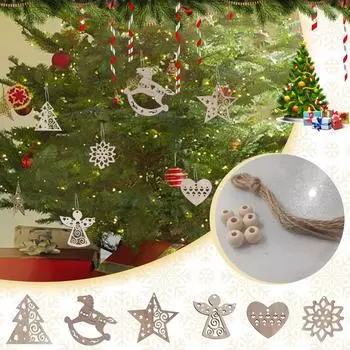 (Никита) 6шт Рождественские снежинки Деревянные подвески Рождественская елка Украшения Домашний висячий декор One Size бежевый