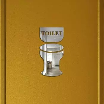 (Никита) Креативный акриловый стикер на стену для унитаза, знак «сделай сам», 3d стикер на стену, знак для туалета One Size серебряный