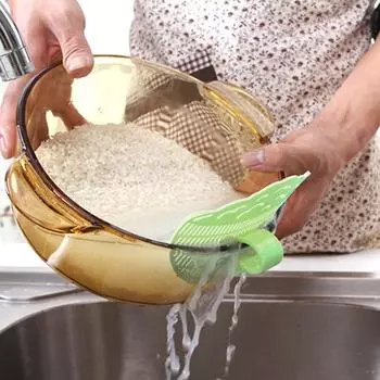 (Никита) Кухонное ручное сливное устройство для мытья риса с улыбающимся лицом, кухонная утварь с зажимом One Size зелёный