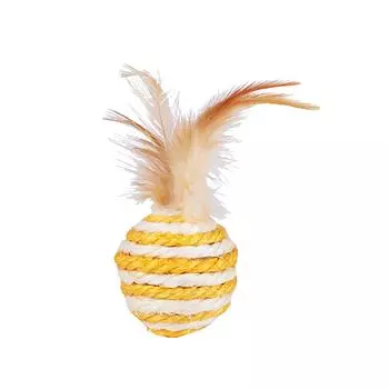 (Никита) Мяч из пера и сизаля, игрушка для кошек, самовосстанавливающаяся интерактивная игрушка для кошек, игровые игрушки для кошек One Size жёлтый