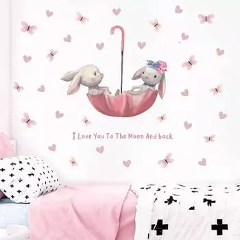 (Никита) Мультфильм наклейка кролик живопись стены наклейки украшения дома обои One Size