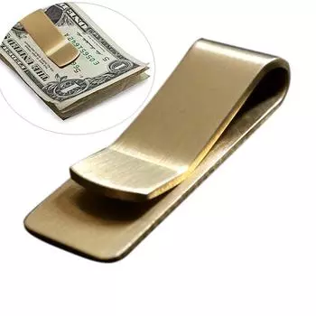 (Никита) Мужской держатель для долларов, латунный зажим для денег, тонкий карманный кошелек, держатель для визитных карточек One Size золотой