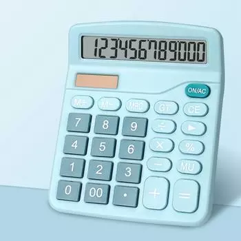 (Никита) Настольный калькулятор Стандартная функция дисплея калькулятора Солнечная батарея и батарея One Size синий