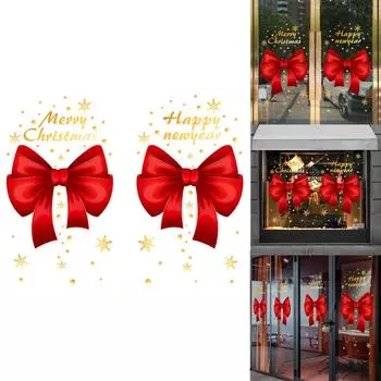 (Никита) Рождественские наклейки, наклейки на окна торгового центра, наклейки для детской комнаты, набор наклеек на стену, рождественские украшения One Size красный
