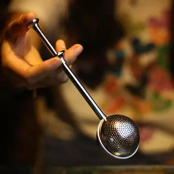 (Никита) Шариковый фильтр для заварки чайной ложки из нержавеющей стали с фиксатором листового чая One Size серебряный