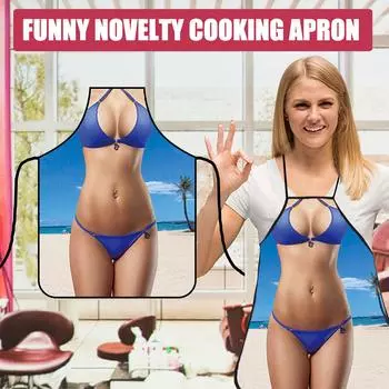 (Никита) Забавный Новинка кухонный фартук для приготовления пищи для мужчин, женщин, подарок One Size синий