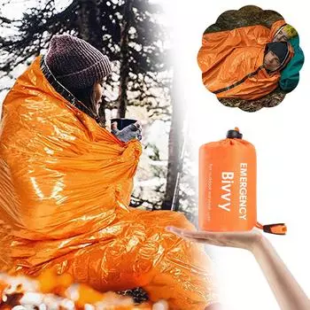 Nikitas Аварийный спальный мешок Водонепроницаемое аварийное одеяло, теплая трубчатая палатка Спасательная палатка на открытом воздухе One Size оранжевый