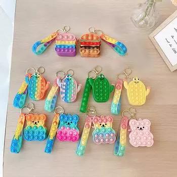 Nikitas Push Bubble Сенсорные игрушки Мини-кошелек Детская сумка Силиконовый кошелек для монет One Size