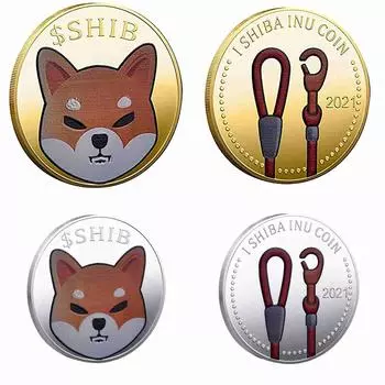 Никитас Сиба-ину монета цветная тисненная памятная монета коллекция подарок One Size золотой