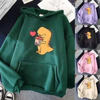 Nikitas женская модная повседневная толстовка с капюшоном и забавным принтом, свободные спортивные топы, пуловер L чёрный