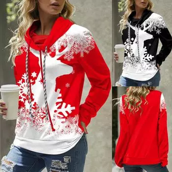 Nikitas женские рождественские повседневные повседневные свитшоты с длинными рукавами и принтом снеговика, топы и топы S красный