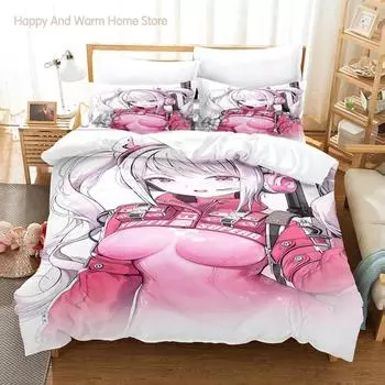 NIKKE Bedding Set Single Twin Full Queen King Size Bed Set Aldult Boys Bedroom Duvetcover Sets 3D Print Anime bed sheet set EU single(135x200cm)