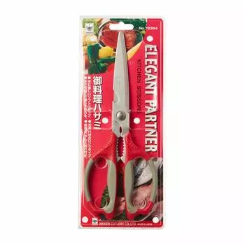 Nikken Cutlery Kitchen Elegant 76364 Scissors, Partner, Red, No.