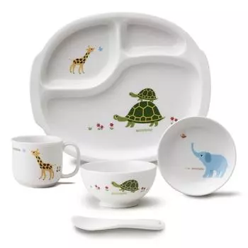 Nikko accototo Набор для первого приема пищи, столовая посуда для младенцев (подарок включен) Детский подарок/подарок 8200-AM001 белый