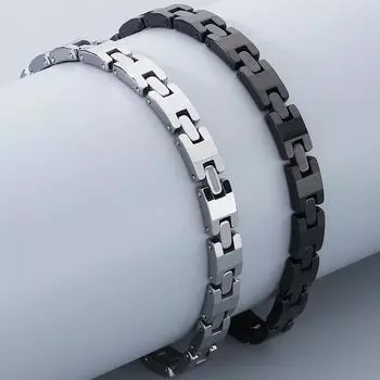 Никогда не царапанный вольфрамовый стальной мужской браслет черный серебристый цвет 6 мм ширина H стиль звено цепи браслет для мужчин женщин оптовая продажа 18.5CM серебряный