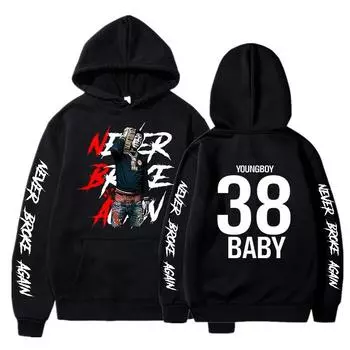 Никогда не ломался снова толстовки Мужская мода YoungBoy Графический принт толстовки Женские крутые повседневные Harajuku Спортивная одежда Пуловеры толстовки и свитшоты Мужские S чёрный