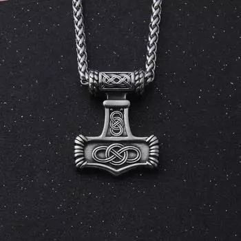 Никогда не выцветает ожерелье из нержавеющей стали «Молот Тора» Ожерелье с подвеской «Мьельнир» Ожерелье «Молот викингов»