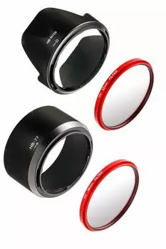 Nikon Nikon D5600 D5300 D3400 D3500 Двойной комплект зума Бленда объектива Фильтр объектива 2 шт. Фильтр AF-P HB-N106 HB-77 (Набор 4) (Линза (красный))
