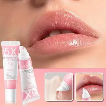 Никотинамидная маска для губ Увлажняющий бальзам для губ Против высыхания Увлажняющий бальзам для губ Удаляет омертвевшую кожу и уменьшает морщины на губах 10ml