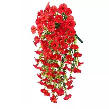 Nil Artificial Ipomoea Flower Vine Wall Hanging For Event Photography Use Red