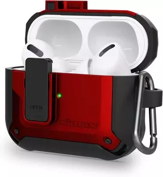 Nillkin Airpods Pods Case Automatic Button Hard TPU Airpods Pro Protective Cover with Carabiner Shockproof Lightweight Scratch Resistant Wireless красный