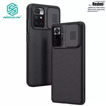 NILLKIN CamShield Redmi 10 Note 10 9 Pro Max 9T 9S POCO M3 Pro X3 GT NFC Pro Чехол Жесткий противоударный чехол для ПК с ползунком для защиты конфиденциальности Redmi Note 10 Pro чёрный