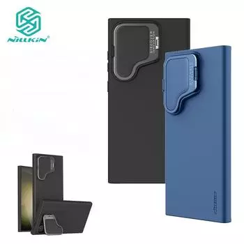 NILLKIN Чехол CamShield Silky ProP для Samsung Galaxy S24 Ultra, откидной кронштейн для камеры, жидкий силиконовый амортизирующий чехол For Galaxy S24 Ultra чёрный