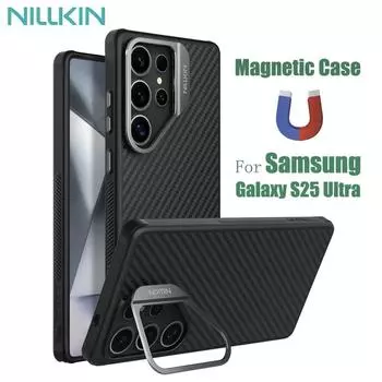 NILLKIN Чехол для телефона Samsung Galaxy S25 Ultra CarboProp с магнитной зеркальной рамкой, защитная задняя крышка для камеры Samsung S25 Ultra