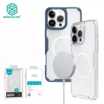 NILLKIN Чехол Nature Pro для iPhone 15 Pro Max, магнитный, ультратонкий, роскошный, мягкий, из ТПУ, прозрачный, противоударный, задняя крышка For iPhone 15 pro max белый