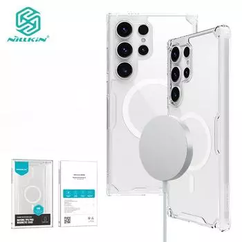 NILLKIN Чехол Nature Pro для Samsung Galaxy S24 Ultra S24 Plus S24 Магнитный тонкий мягкий TPU прозрачный противоударный чехол-накладка For Galaxy S24 белый