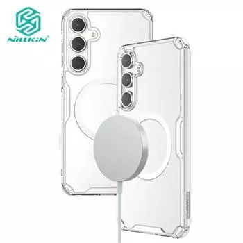 NILLKIN Чехол Nature Pro для Samsung Galaxy A55, магнитный ультратонкий роскошный мягкий чехол из ТПУ, прозрачная подушка безопасности, противоударная задняя крышка For Galaxy A55 белый