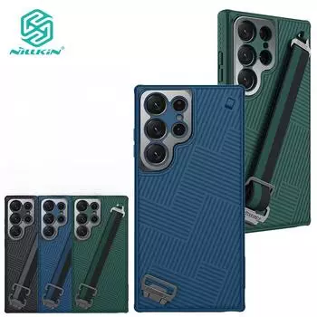 NILLKIN Чехол-ремешок для Samsung Galaxy S23 Ultra, чехол с ремешком из веревки, роскошный спортивный противоударный чехол с 3D-текстурой for Galaxy S23Ultra синий