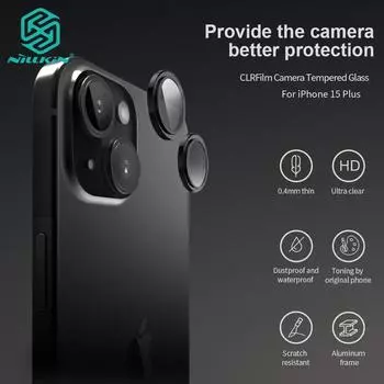 NILLKIN CLRFilm закаленное стекло для камеры iPhone 15 Plus полная защита объектива от фрагментации толщина 0,4 мм iPhone 15 чёрный