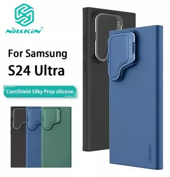 NILLKIN для Samsung Galaxy S24 Ultra чехол для телефона CamShield шелковистая опора силиконовый чехол защита камеры задняя крышка No Magnetic Black