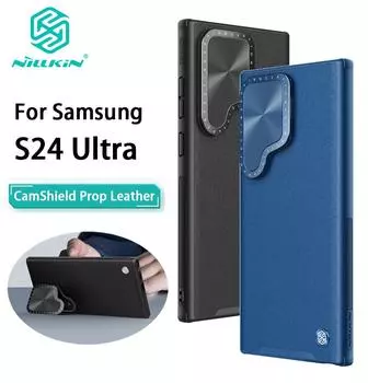 NILLKIN для Samsung Galaxy S24 Ultra чехол для телефона CamShield Prop кожаный магнитный чехол защитная задняя крышка для камеры No Magnetic Blue