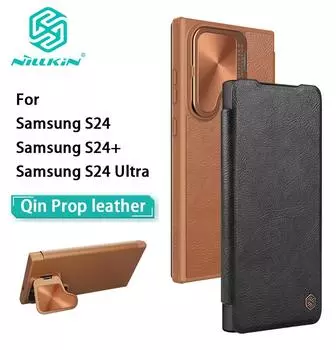 NILLKIN для Samsung Galaxy S24 Ultra Plus чехол для телефона Qin Prop кожаный чехол защитная задняя крышка для камеры Samsung Galaxy S24 чёрный