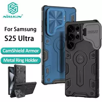 NILLKIN Для Samsung Galaxy S25 Ultra чехол для телефона CamShield Armor Prop защитная задняя крышка для камеры Samsung S25 Ultra чёрный