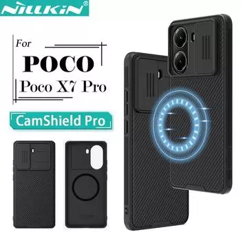 NILLKIN Для Xiaomi Poco X7 Pro Чехол для телефона CamShield Pro Магнитный чехол Защитная крышка для камеры Poco X7 Pro чёрный