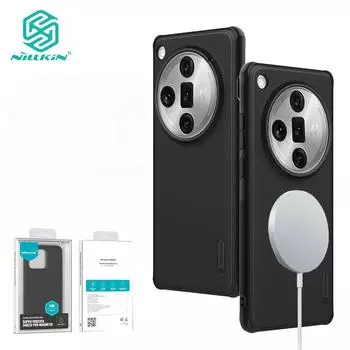 NILLKIN Магнитный чехол Super Frosted Shield Pro для Oppo Find X7 Ultra, матовый противоударный чехол для телефона с защитой от отпечатков пальцев, задняя крышка For Find X7 Ulta чёрный