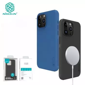 NILLKIN Магнитный чехол Super Frosted Shield Pro для iPhone 15 Pro, тонкий матовый TPU + PC, противоударный чехол с защитой от отпечатков пальцев For iPhone 15 pro чёрный