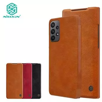 NILLKIN Роскошный чехол для телефона из искусственной кожи QIN для Samsung Galaxy A23 4G, защитный откидной чехол с держателем для карт Samsung A23 4G коричневый