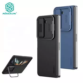 NILLKIN Шелковистый чехол CamShield для Samsung Galaxy Z Fold 5, слайдер для камеры, жидкий силиконовый противоударный чехол для задней панели For Galaxy Z Fold5 чёрный