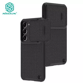NILLKIN Текстурированный чехол S Samsung Galaxy S23 Plus Полуавтоматический слайдер для камеры Нескользящая противоударная задняя крышка Samsung S23 Plus чёрный
