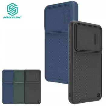 NILLKIN Текстурированный чехол S Xiaomi Mi 12T, чехол для телефона, полуавтоматический слайдер для камеры, нескользящая противоударная задняя крышка Xiaomi 12T чёрный