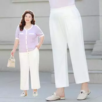 Nine-inch Pants Ice Silk Chiffon Wide-leg Pants Summer High-waisted Loose and Slimming Dry Casual Pants XL чёрный