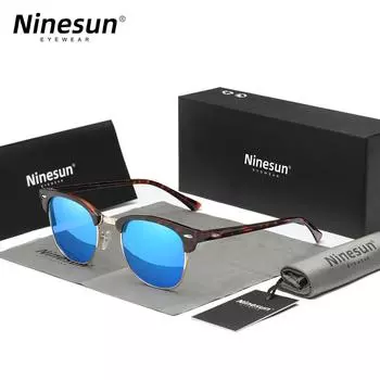 Ninesun Классические мужские солнцезащитные очки поляризованные антибликовые UV400 для вождения женские круглые очки TR90 сплав сращивания большой оправы очки