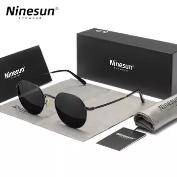 NINESUN Новые поляризованные солнцезащитные очки для мужчин и женщин в ретро-стиле UV400 с круглой оправой из сплава и антибликовым покрытием, роскошные очки