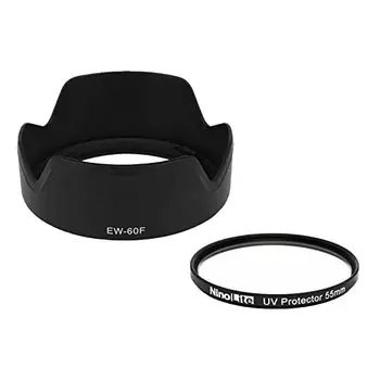 NinoLite set IS STM compatible lens hood UV filter 55mm filter and lens cap can be attached even when black 2-piece EW-60F, EF-M18-150mm F3.5-6.3 + /