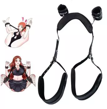 Ninonly SM Goods SM Set Leg Restraints SM Belt Handcuffs SM Play Adjustable Unisex (Black)