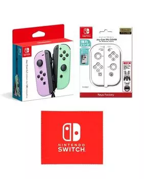 Nintendo Pastel Pastel Green лицензированный чехол из ТПУ для Nintendo Switch Прозрачная салфетка из микрофибры с логотипом Switch [Подлинный продукт] Joy-Con (L) Фиолетовый/(р)